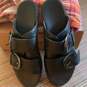 Fitflop double buckle genuine leather slide sandal